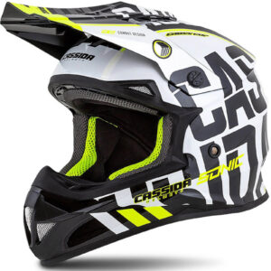 Casque Cross Cassida Noir/Jaune/Blanc