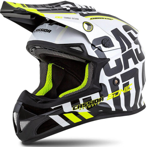 Casque Cross Cassida Noir/Jaune/Blanc